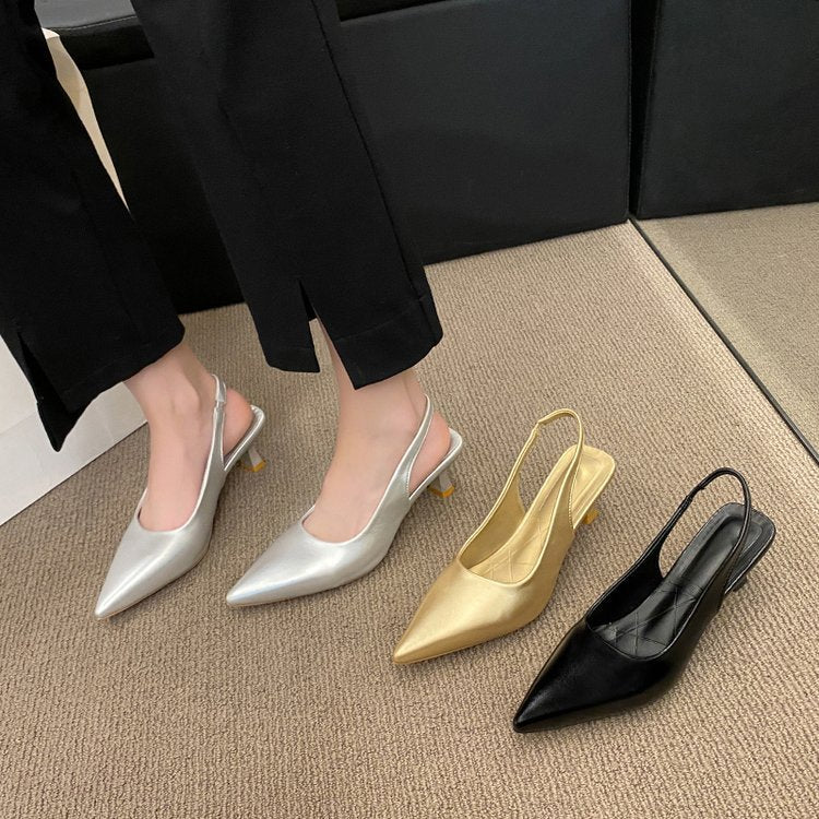 Women's Pointed Toe Mid Heel Elastic Sleeve High Heels nyaabs.com