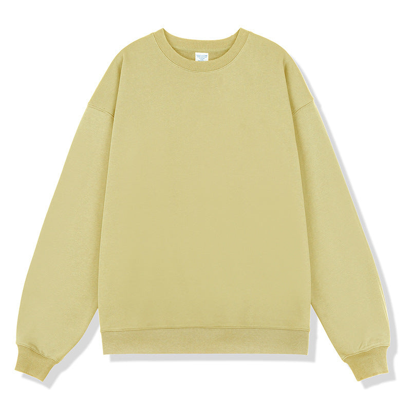 380g Terry Cotton Round Neck Sweater Loose European And American Retro FOG Color Matching - Nyaabs