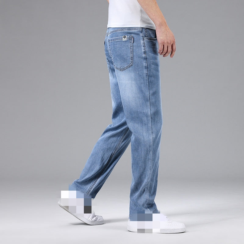 Men's Thin Loose Straight Ice Silk Jeans - Nyaabs