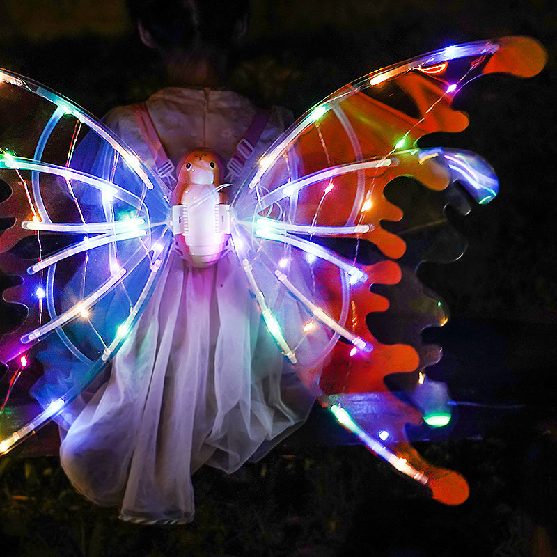 Girls Electrical Butterfly Wings With Lights Glowing Shiny Dress Up Moving Fairy Wings For Birthday Wedding Christmas Halloween - Nyaabs