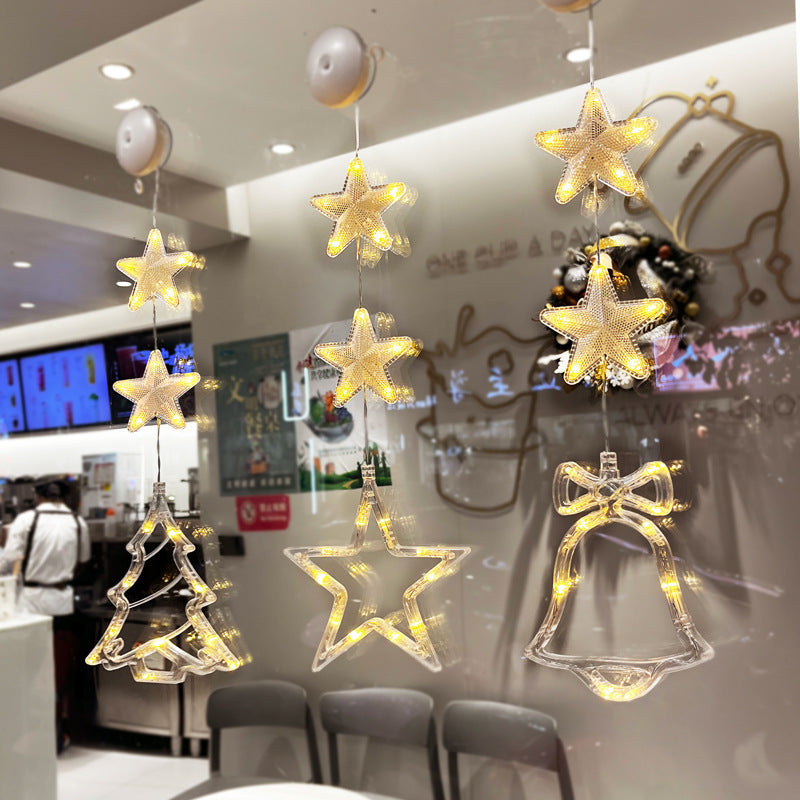 Christmas 3pcs LED Light Star Xmas Tree Hanging Sucker Lamp Window Ornaments Decoration For Home Xmas Navidad New Year Decor Christmas Decorations - Nyaabs