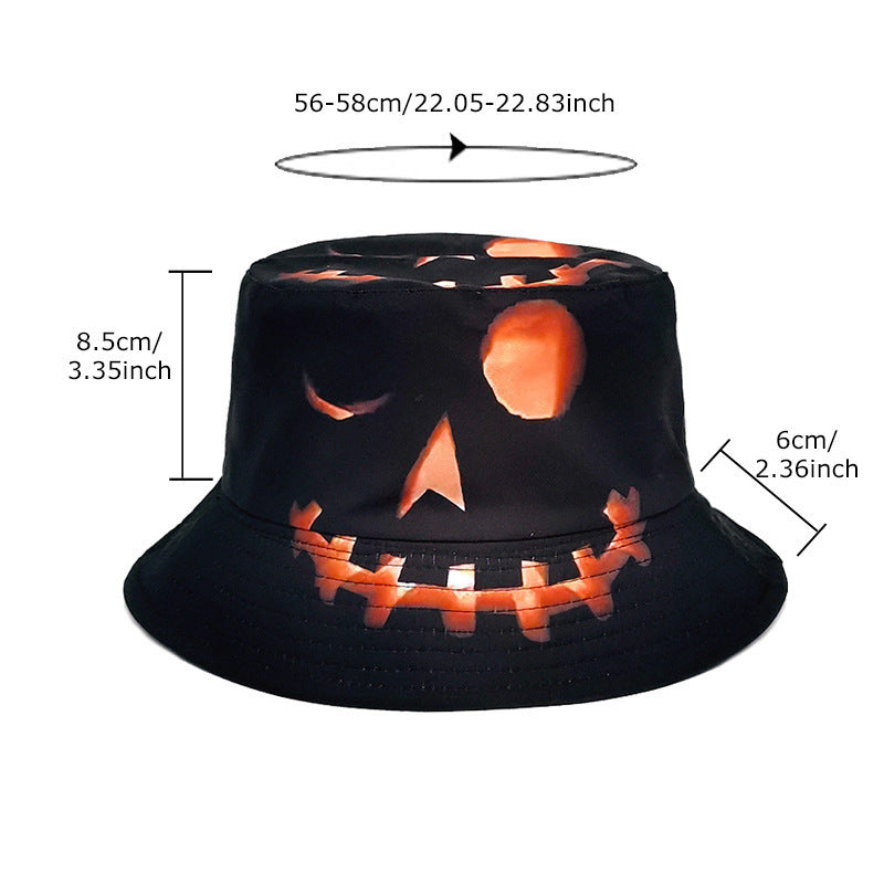 Halloween Hats Creative Cartoon Pumpkin Grimace Printed Sun-shade Fisherman Hat - Nyaabs