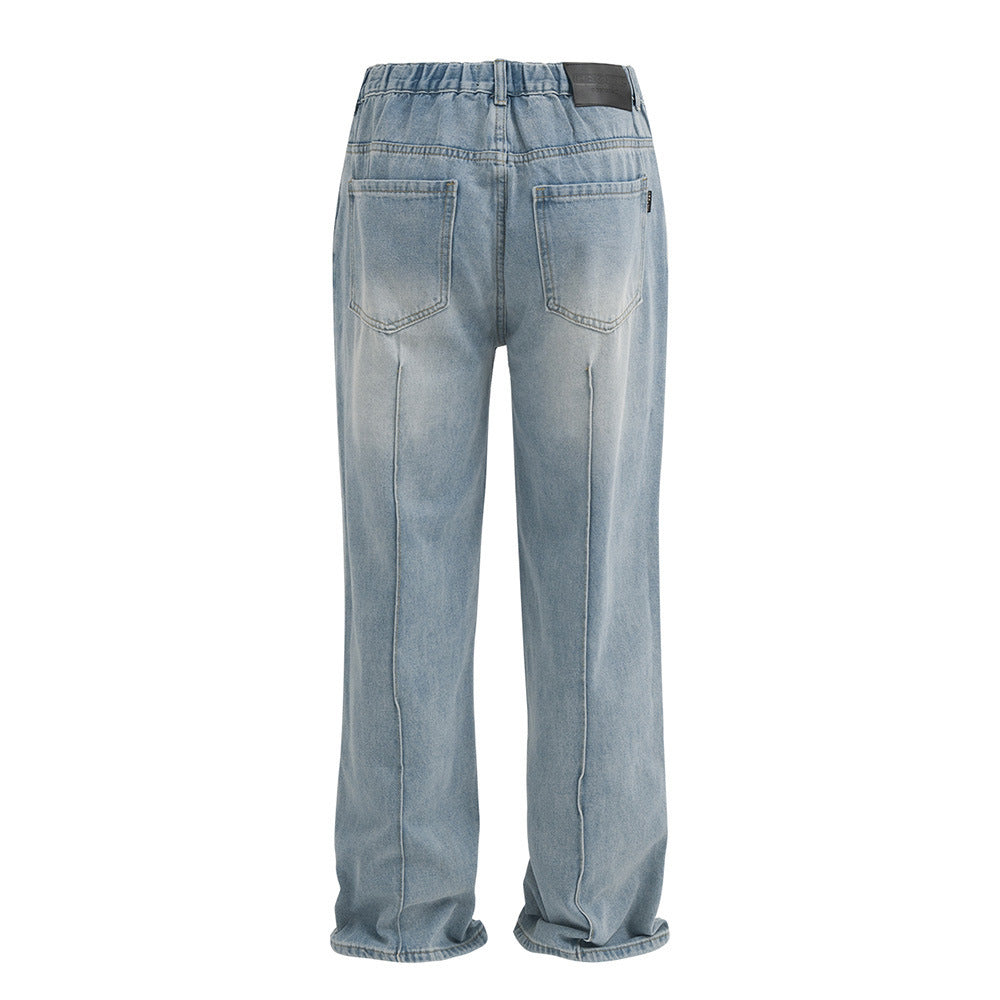 Washed And Faded Denim Trousers Men's Fashion - Nyaabs