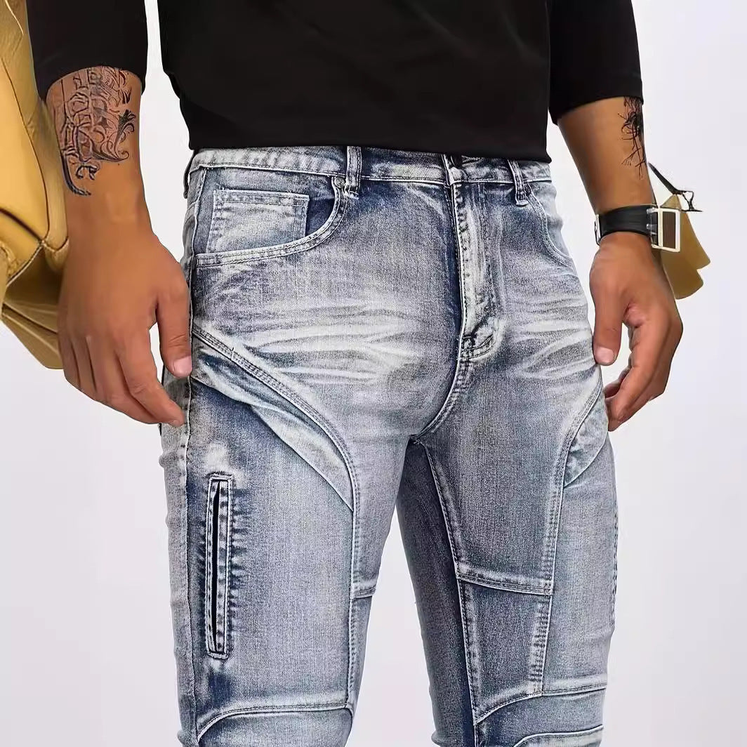 Retro Casual Stretch Motorcycle Jeans For Men - Nyaabs