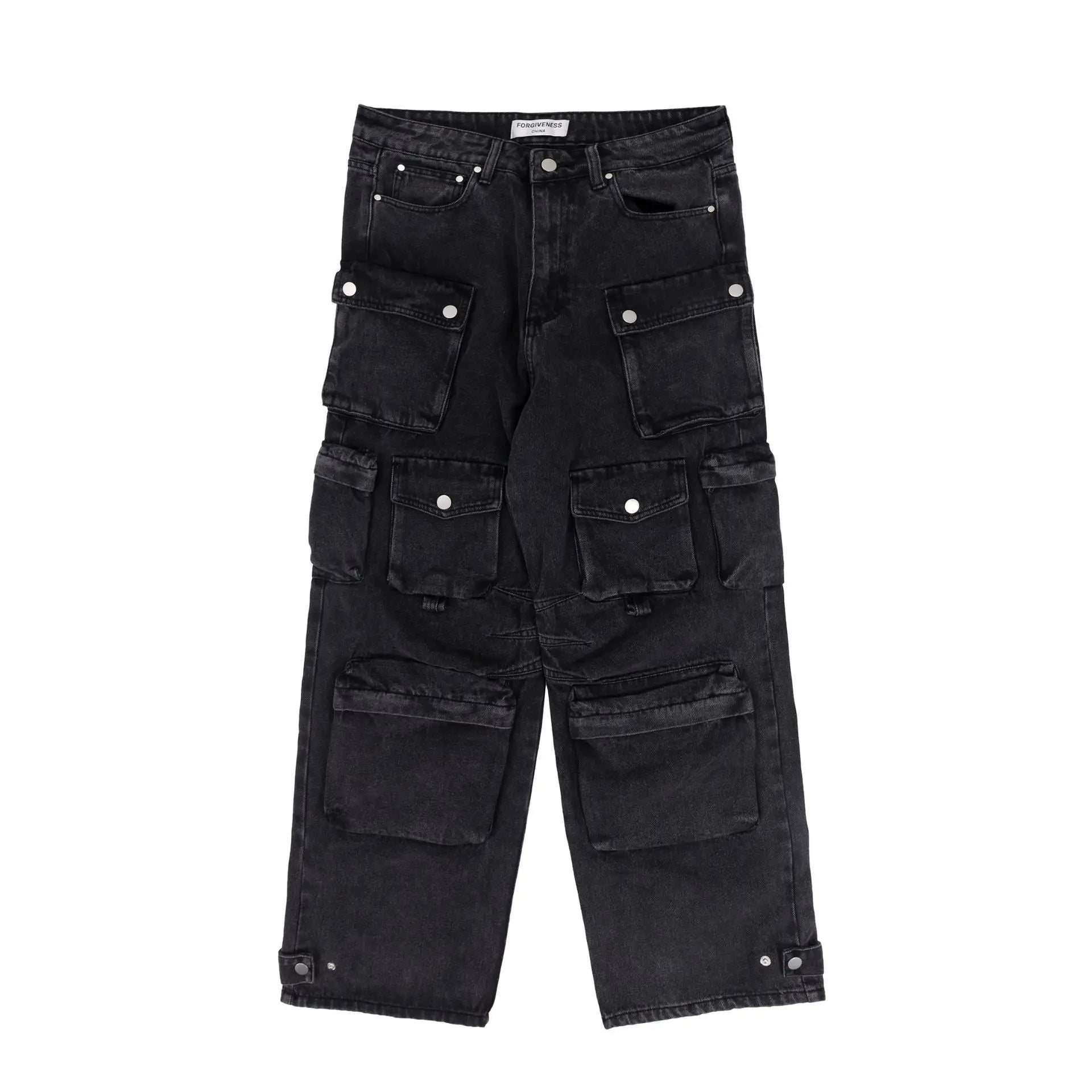 Loose Fit Straight Wide Leg Multi-pocket Cargo Pants Men - Nyaabs