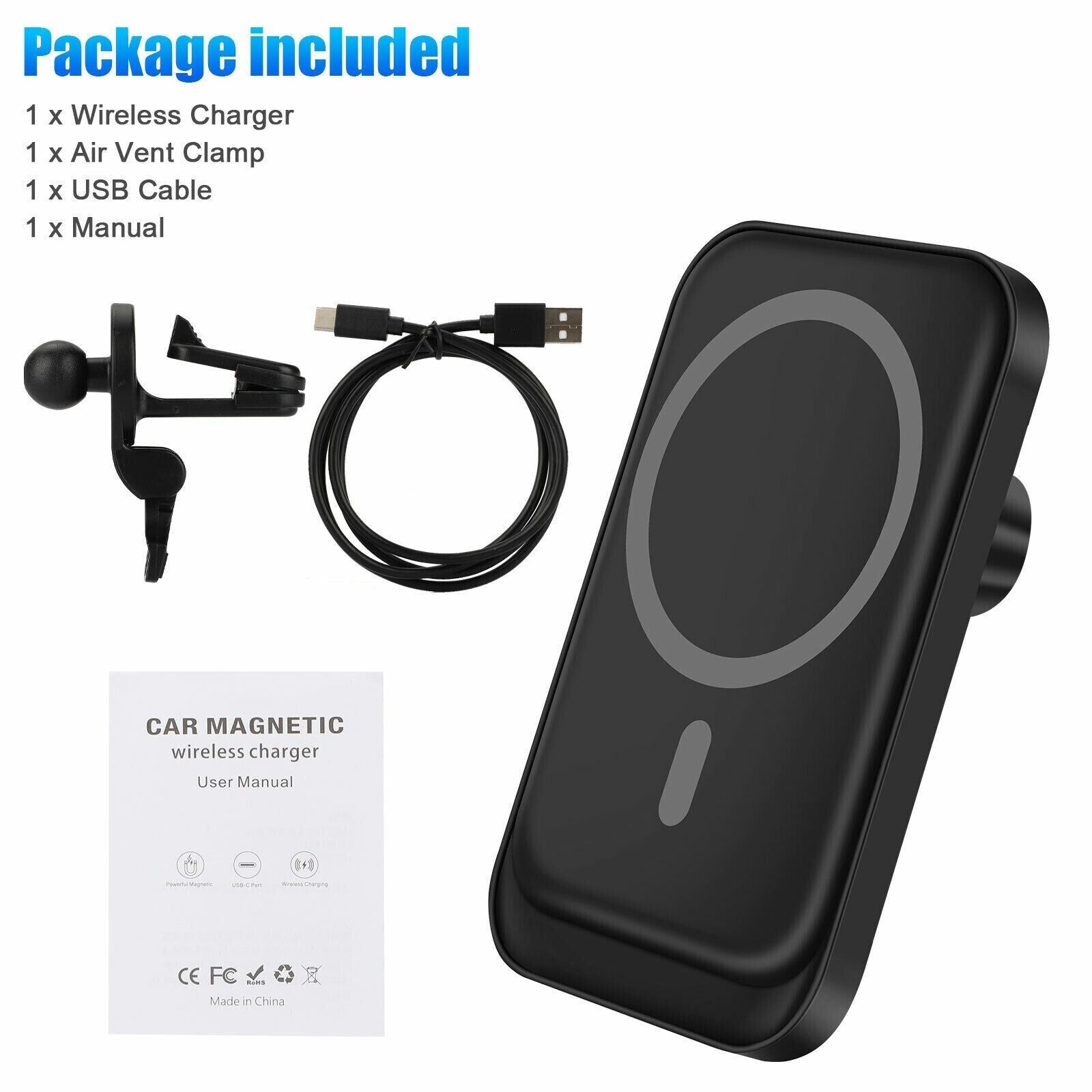 Magnetic Wireless Chargers Car Air Vent Stand Phone Holder Mini QI Fast Charging Station For Phone - Nyaabs