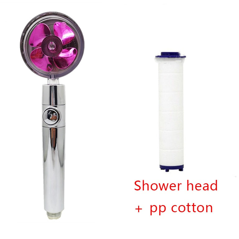 Shower Head Water Saving Flow 360 Degrees Rotating With Small Fan ABS Rain High Pressure Spray Nozzle Bathroom Accessories nyaabs.com