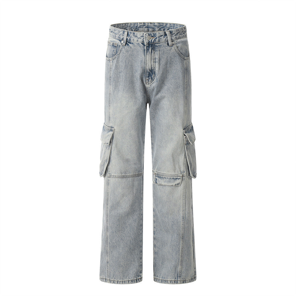 Punk Overalls Denim Trousers Men's Fashion Brand Stitching - Nyaabs