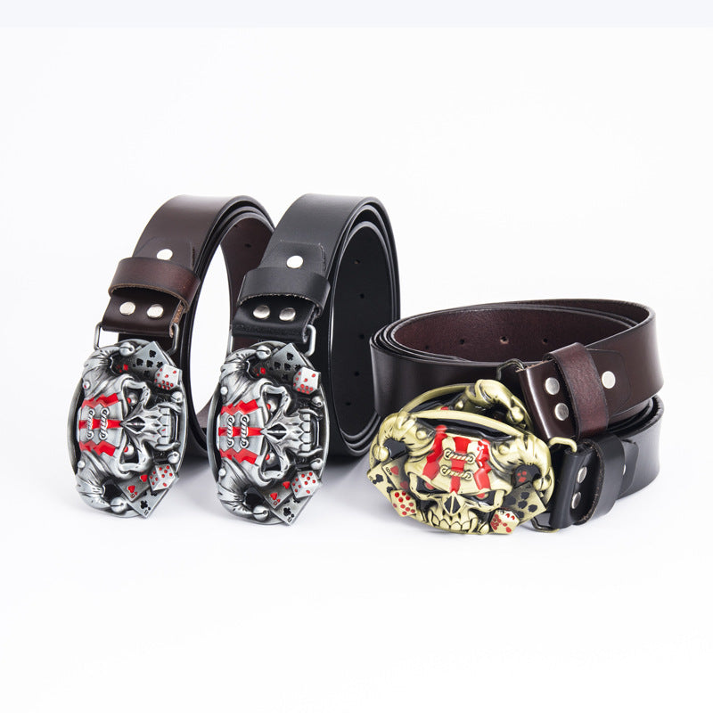 Fashion Simple Skull Shape Leather Belt - Nyaabs