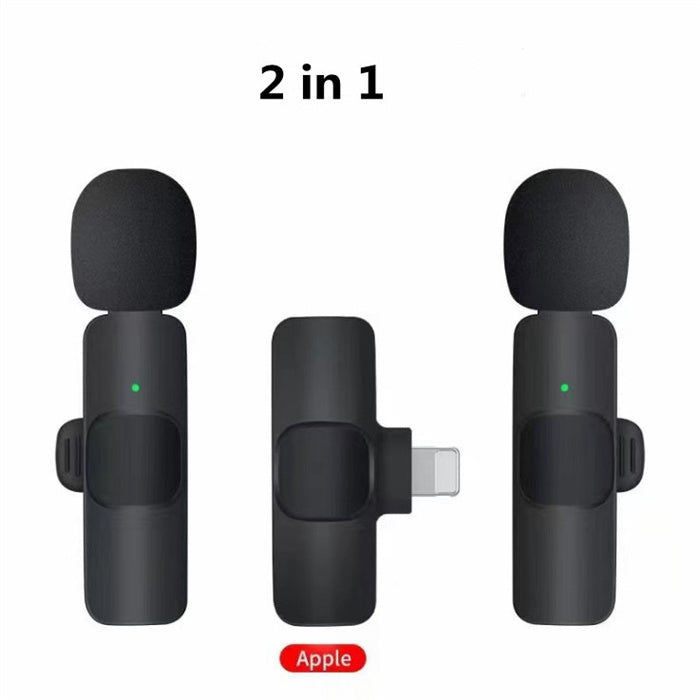 Wireless Lavalier Microphone Portable Audio Video Recording Mini Mic For I Phone Android Long Battery Life Live Broadcast Gaming - Nyaabs