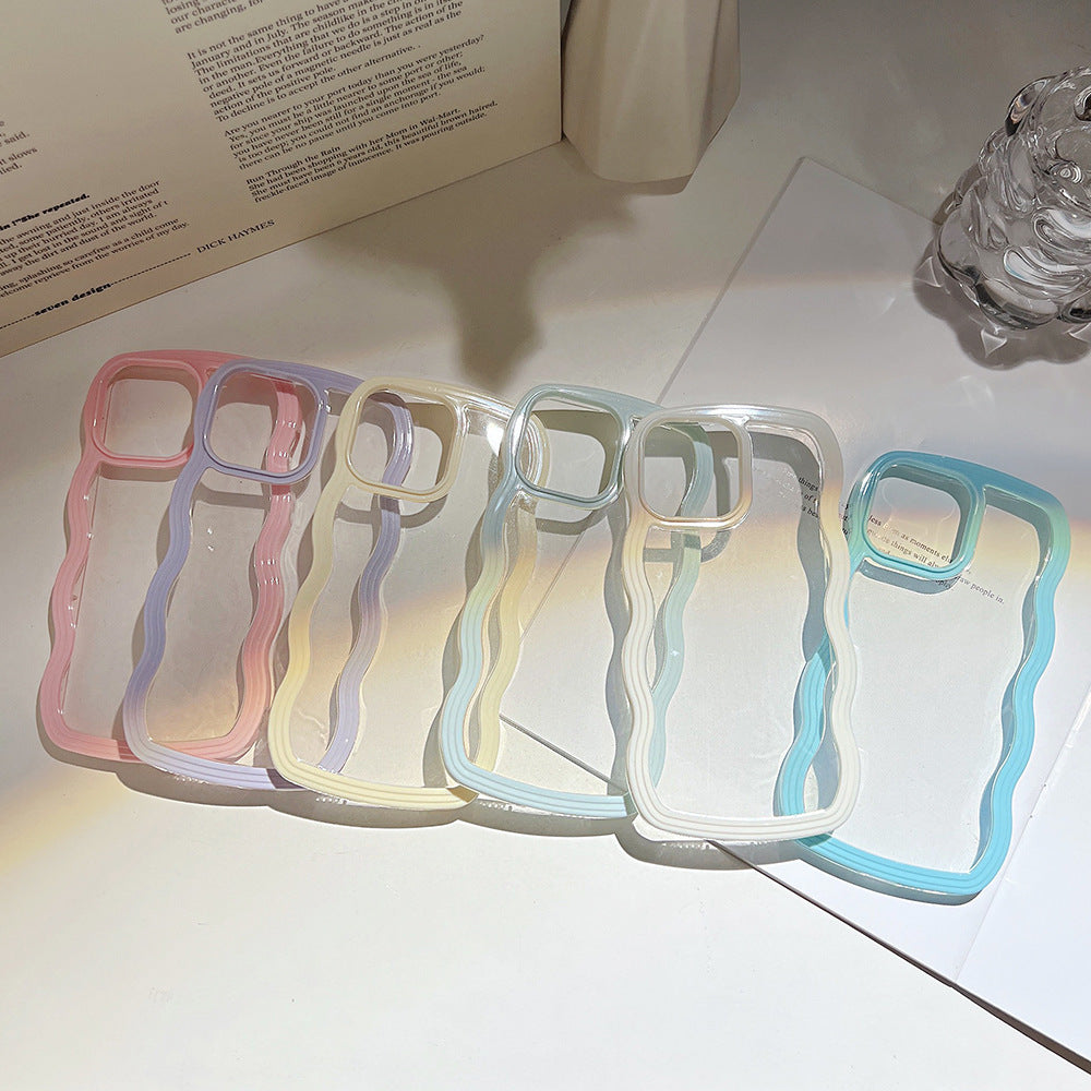 Wave Border Mobile Phone Case Solid Color Simple Candy Color - Nyaabs