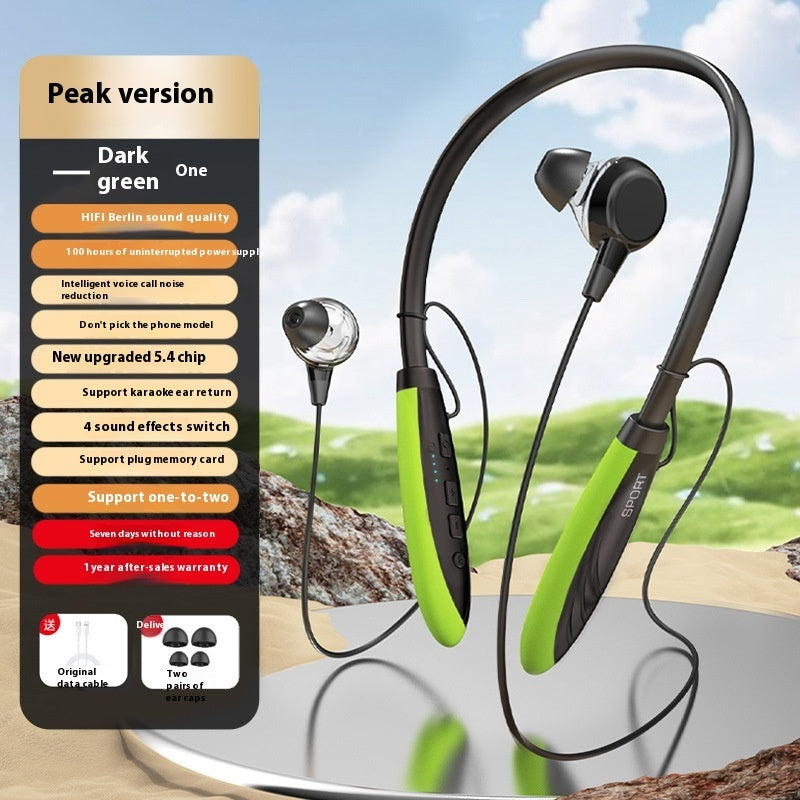 Neck Wireless Bluetooth Earphones 9D Stereo Surround Headphone Magnetic Sport Neckband Headset Neck-hanging Earbuds - Nyaabs