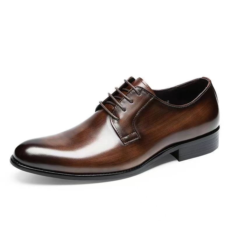 Men's Leather Shoes Breathable Lace Up Hand-rub Color nyaabs.com