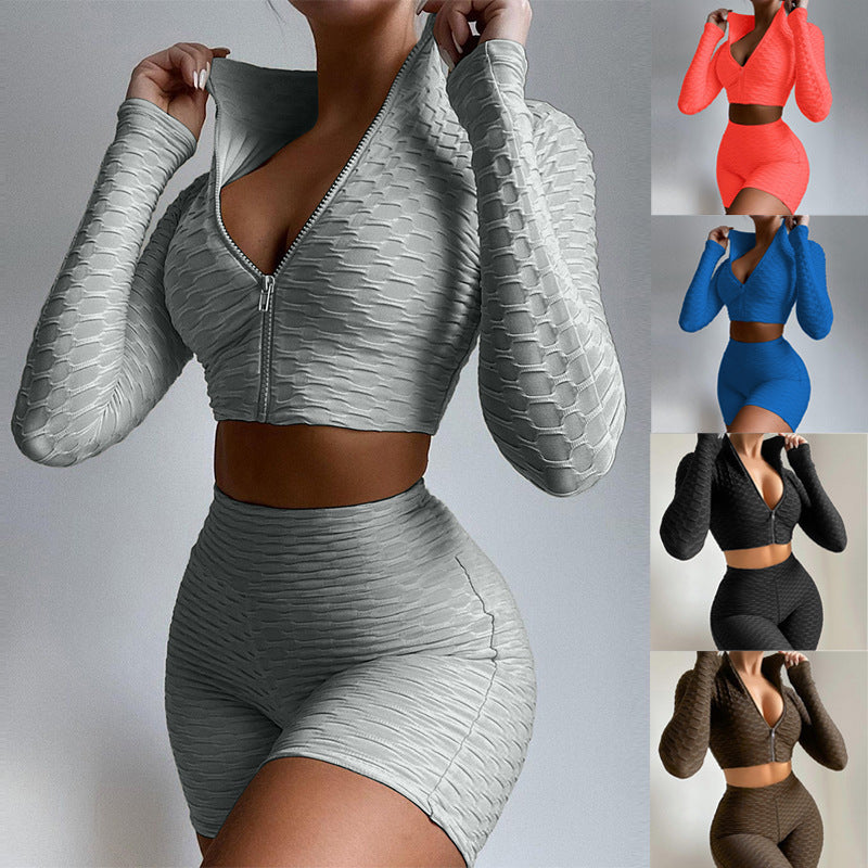 Women's Yoga Wear Fashion Solid Color Long-sleeved Casual Sports Suit - Nyaabs