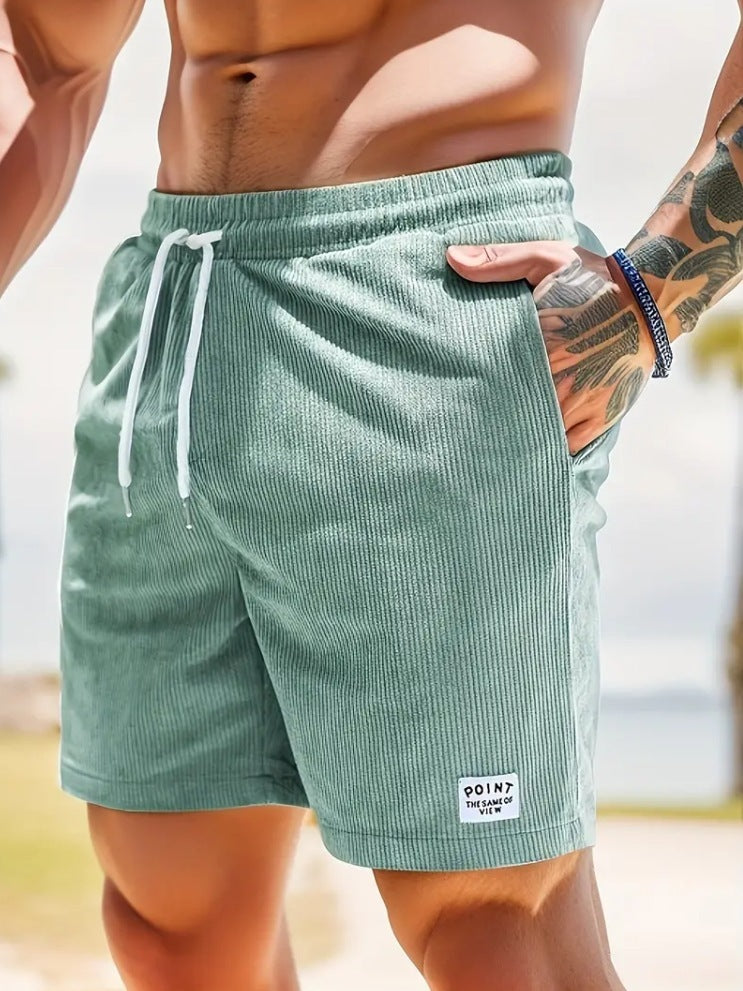 Lace-up Drawstring Shorts Summer Corduroy Sports Short Pants Mens Clothing - Nyaabs