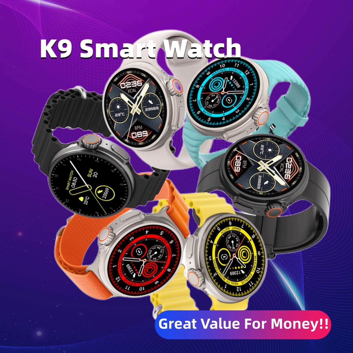 New K9 Smart Watch 1.39 Round Screen Encoder True Screw Clip Wireless Charging NFC Offline And Payment Function - Nyaabs