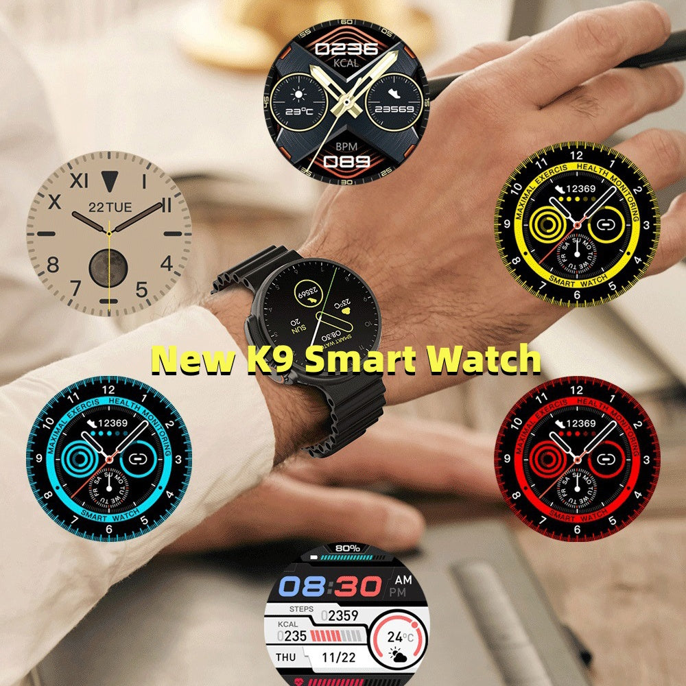 New K9 Smart Watch 1.39 Round Screen Encoder True Screw Clip Wireless Charging NFC Offline And Payment Function - Nyaabs