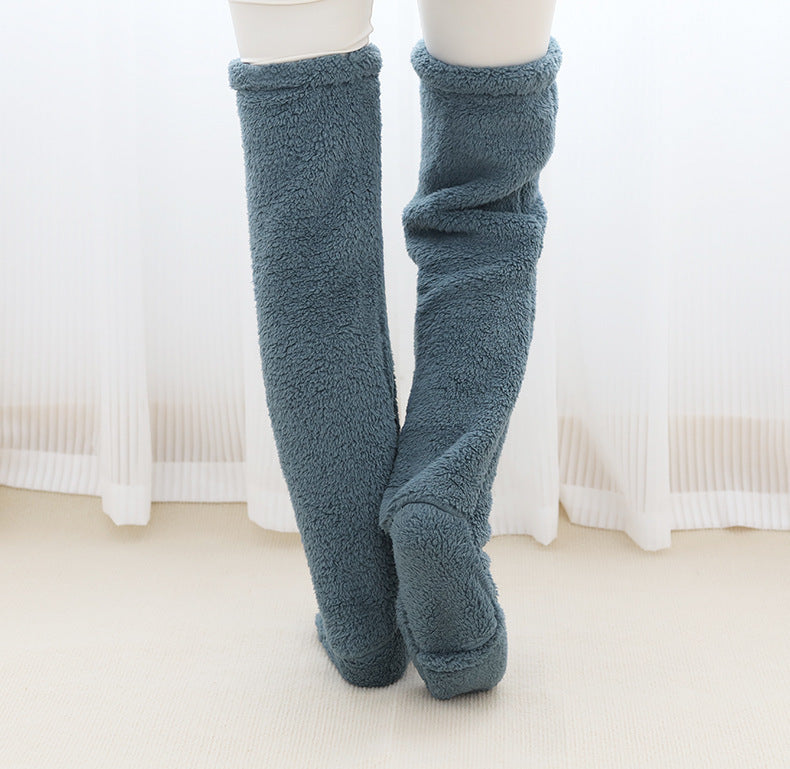 Over Knee High Fuzzy Long Socks Winter Warm Cold Leg Knee Joint Cold-proof Stockings Home Floor Sleeping Socks - Nyaabs