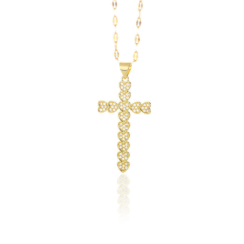 Zircon Cross Necklace For Men And Women - Nyaabs