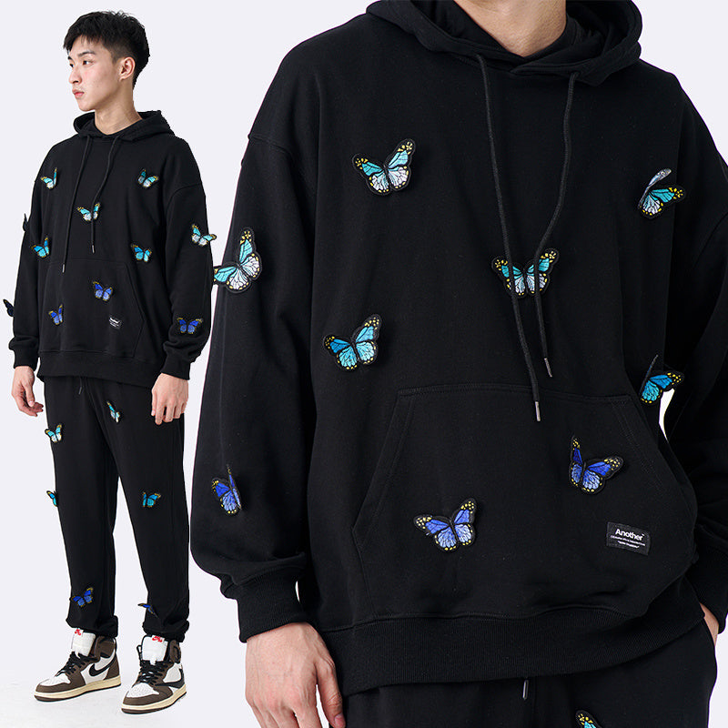 Gradient Butterfly Embroidered Hoodie For Men And Women - Nyaabs