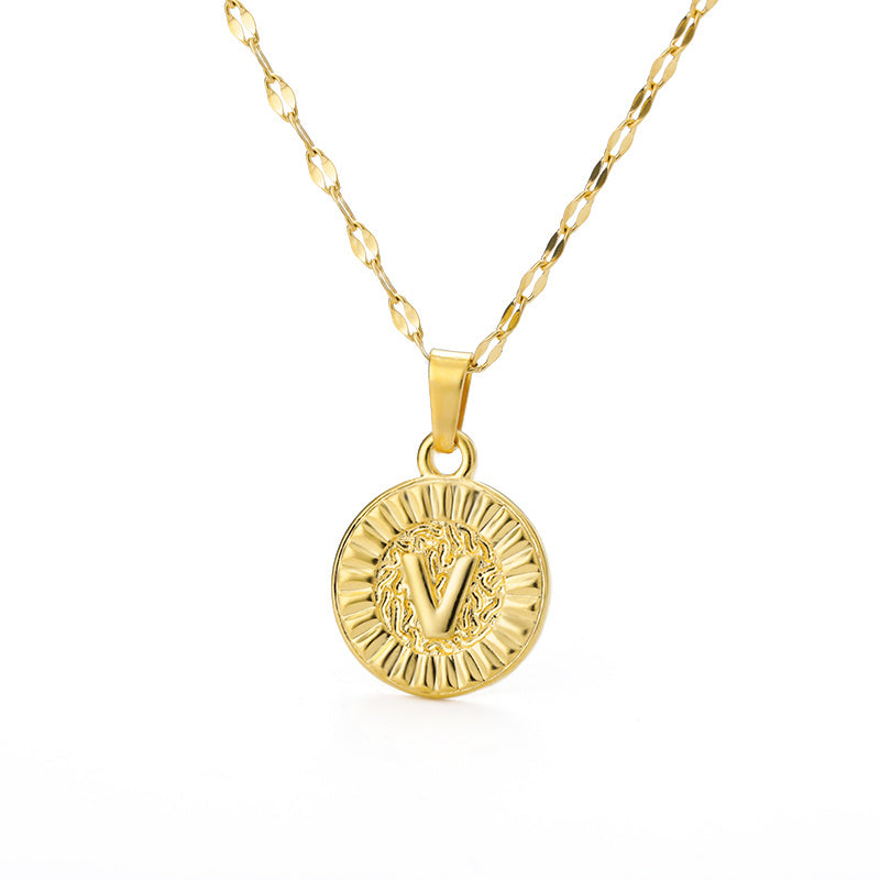 English Alphabet Disc Necklace Women And Men - Nyaabs