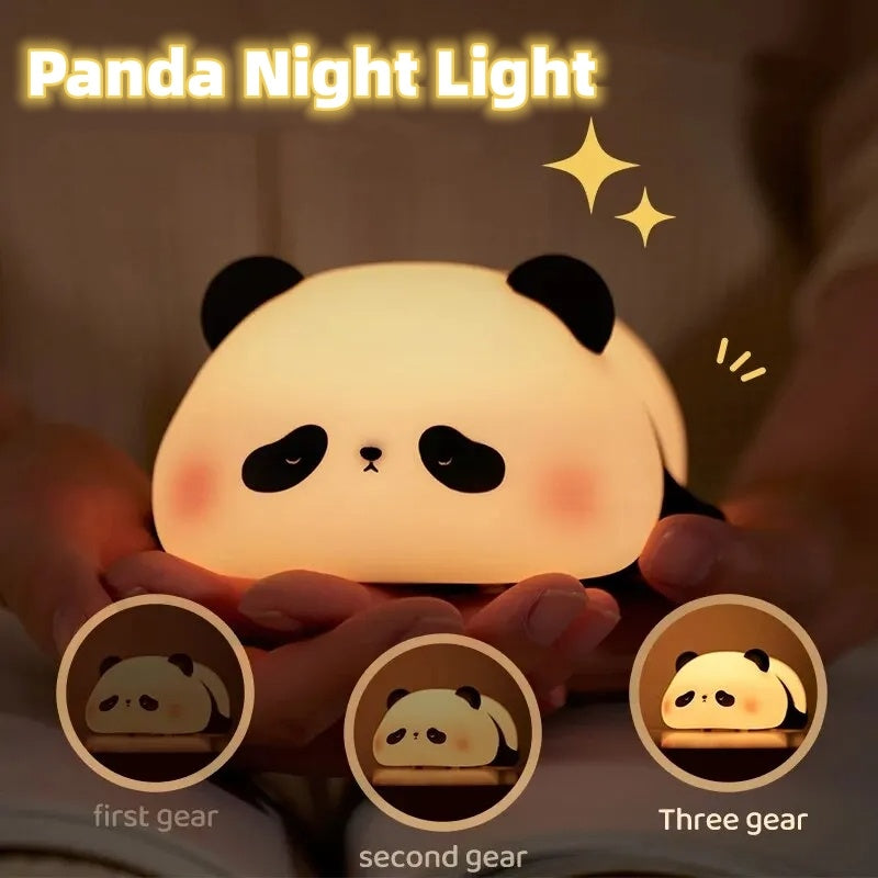 Panda Night Lights For Kids Cute Animal Silicone Timing Rechargeable Lamp Cartoon Panda Bedroom Decoration Kids Boys Girls Gift - Nyaabs