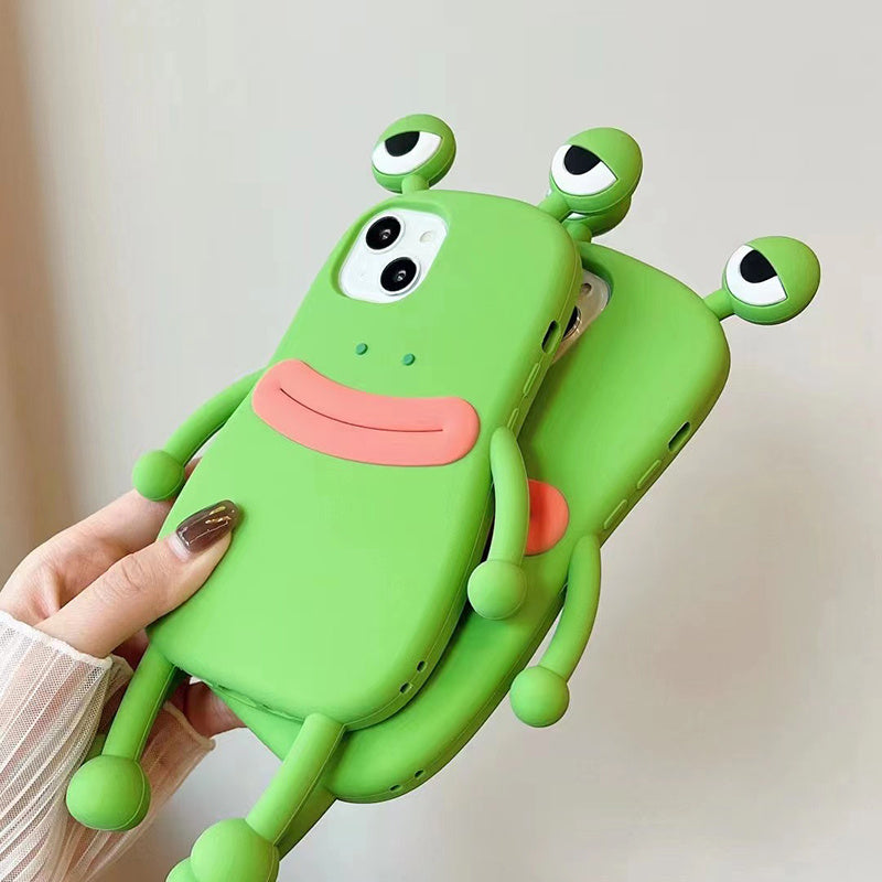 Funny Silicone 3D Frog Phone Case For IPhone 14 13 11 12 Pro Max XS XR X 7 8 Plus SE Cartoon Cute Shockproof Bumper Cover - Nyaabs