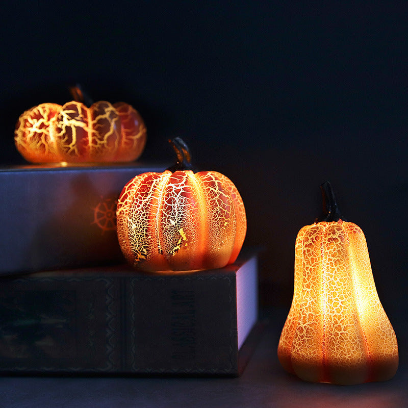 New Halloween Pumpkin Lantern Simulation Pumpkin LED Candle Lamp Resin Luminous Pumpkin nyaabs.com