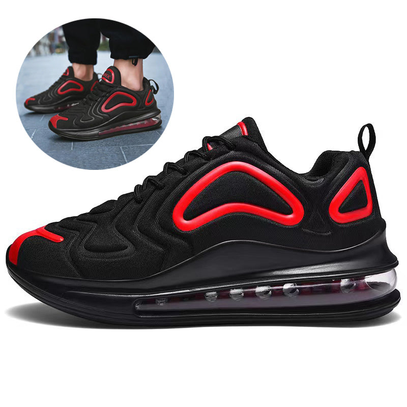 Casual Air Cushion Black Shoes Men Outdoor Breathable  Lace-up Sneakers Running Sports Shoes - Nyaabs