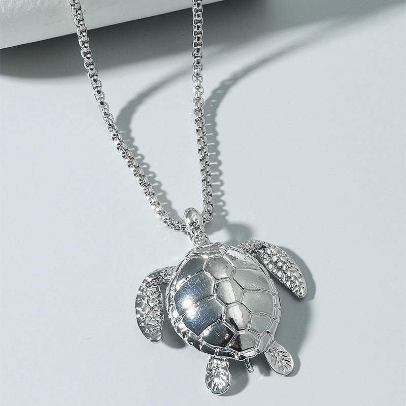 Silver Sea Turtle Men Necklace - Nyaabs