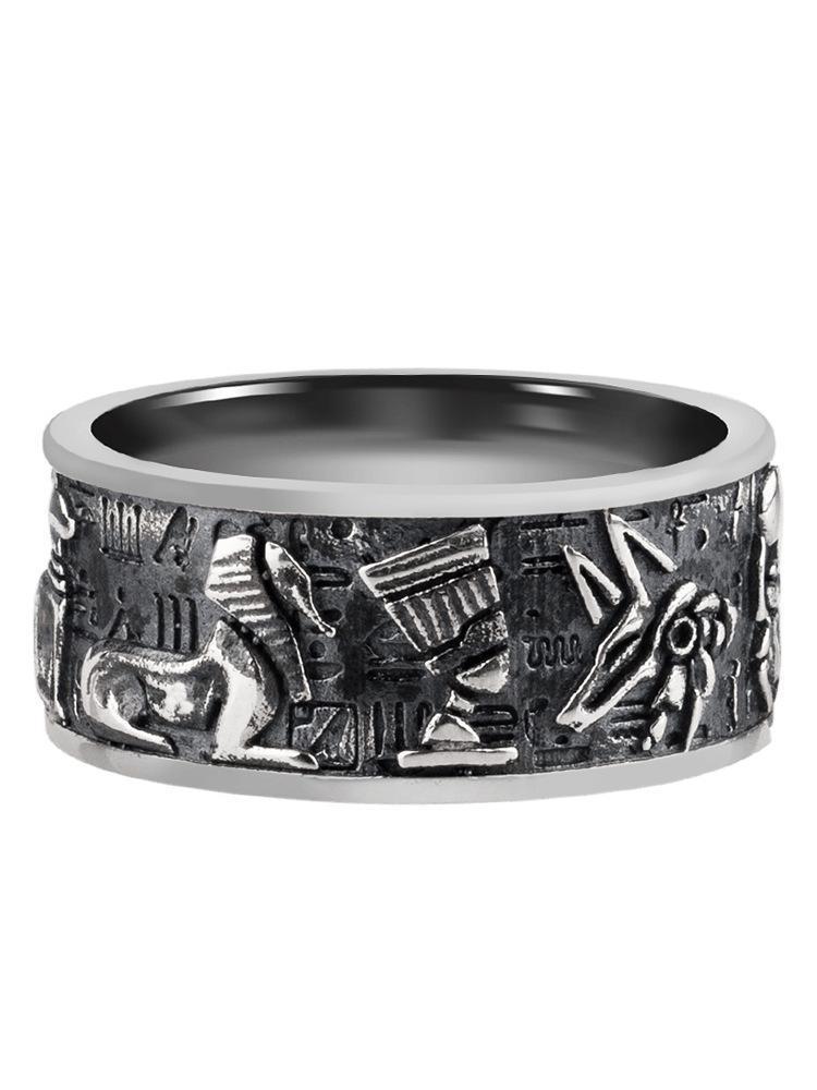 Argent Pur Retro Ring Trendy Men - Nyaabs