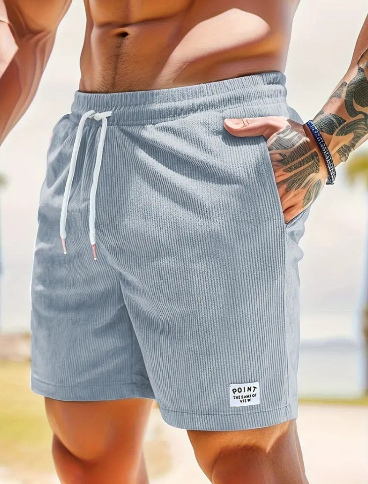 Lace-up Drawstring Shorts Summer Corduroy Sports Short Pants Mens Clothing - Nyaabs