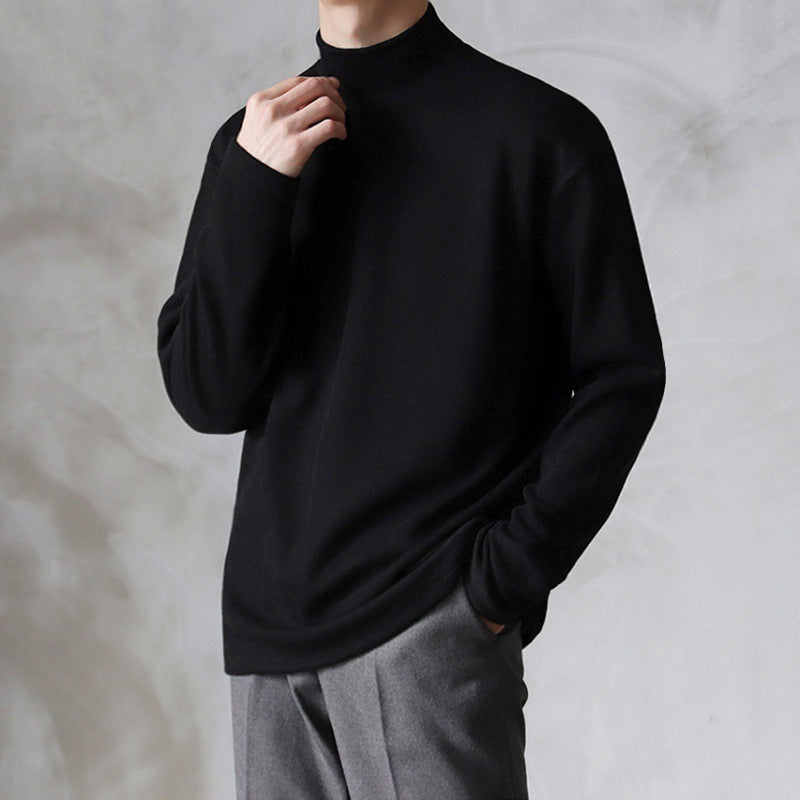 Half Turtleneck Bottoming Shirt Men's Pure Cotton Long Sleeve T-shirt - Nyaabs