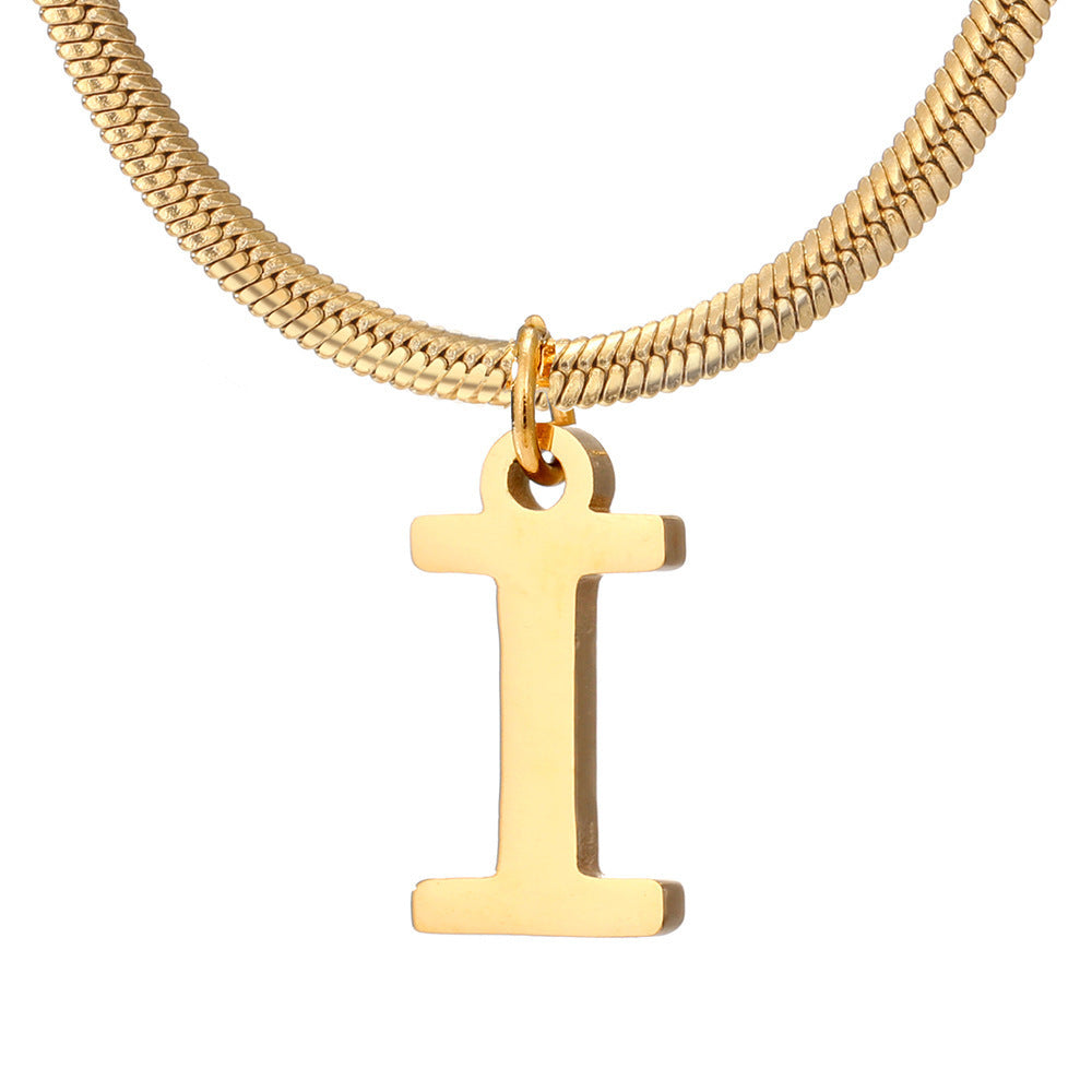 Minimalist A-Z Letter Pendant Necklace For Women Stainless Steel Gold Color Snake Chains Jewelry Birthday Gift - Nyaabs