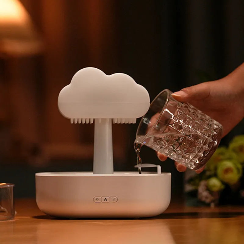 Rain Cloud Night Light Humidifier With Raining Water Drop Sound And 7 Color Led Light Essential Oil Diffuser Aromatherapy - Nyaabs