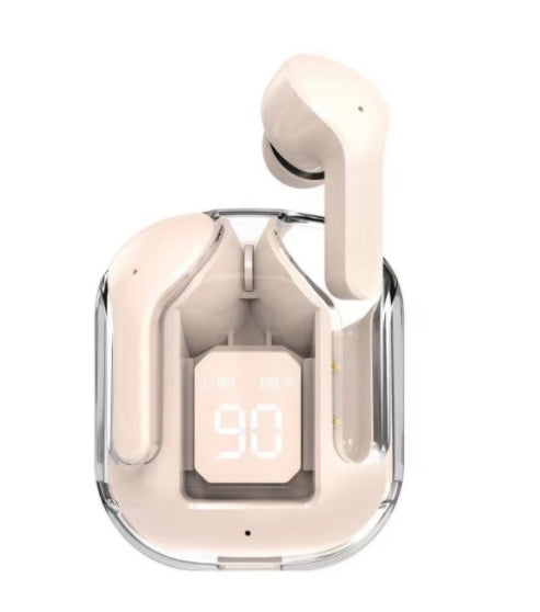 New Mini Transparent Wireless Bluetooth Headset Digital Display ENC Noise Reduction True Wireless Sports Music - Nyaabs