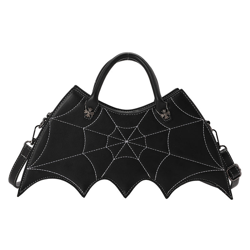 Halloween Spider Web Shape Shoulder Bags Personality Batgirl Tide Pu Handbags Fashoin Messenger Crossbody Bag - Nyaabs