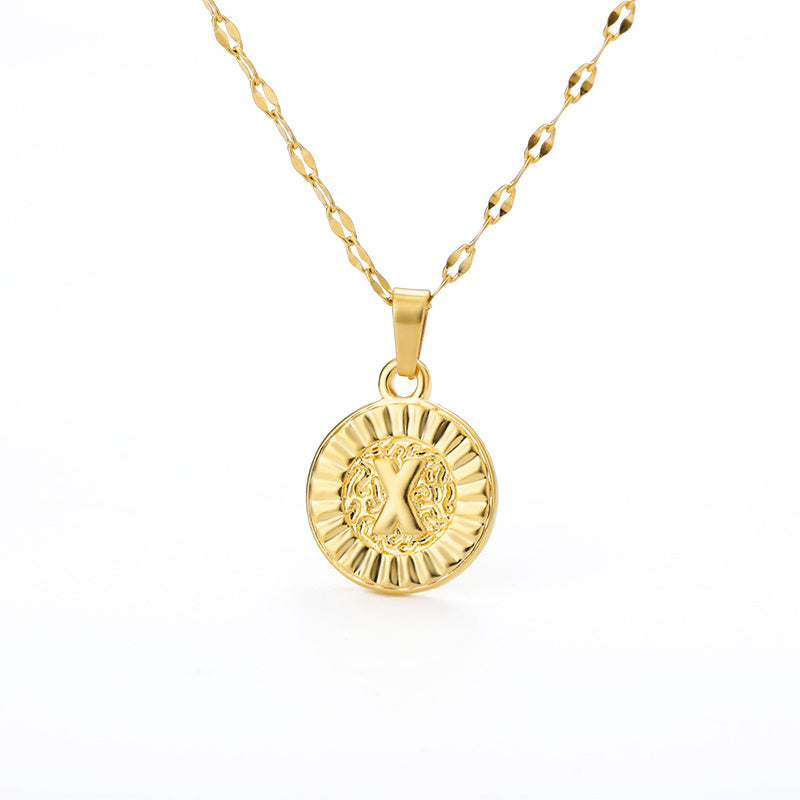 English Alphabet Disc Necklace Women And Men - Nyaabs