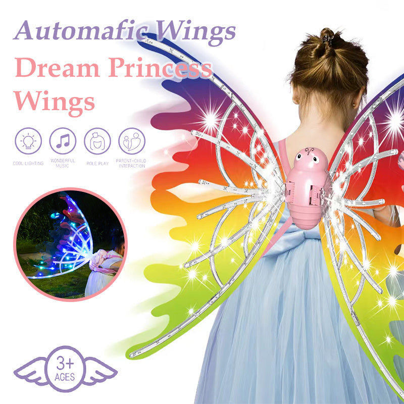 Girls Electrical Butterfly Wings With Lights Glowing Shiny Dress Up Moving Fairy Wings For Birthday Wedding Christmas Halloween - Nyaabs