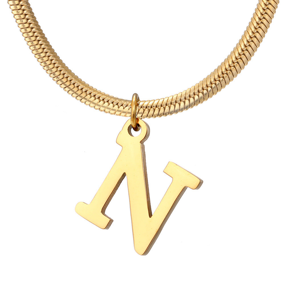 Minimalist A-Z Letter Pendant Necklace For Women Stainless Steel Gold Color Snake Chains Jewelry Birthday Gift - Nyaabs