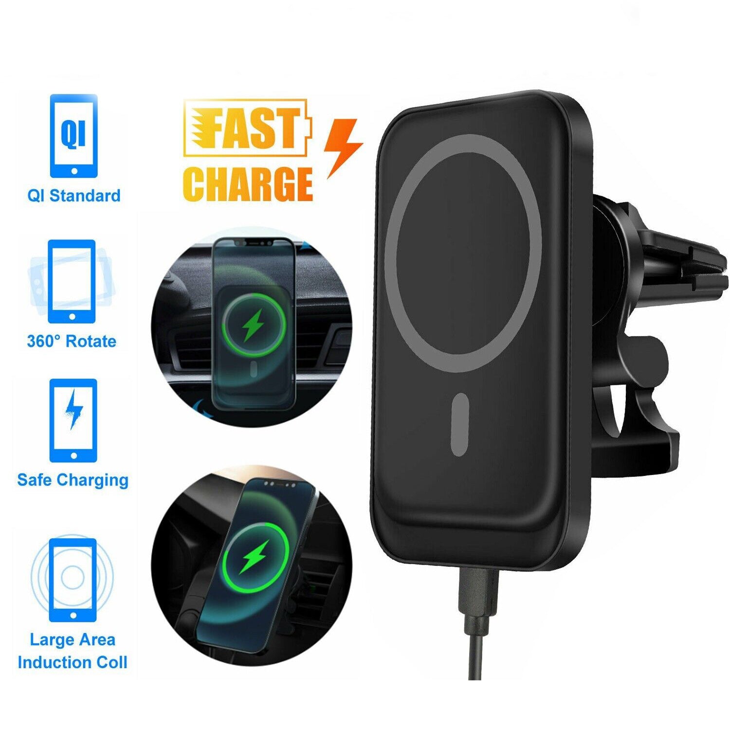 Magnetic Wireless Chargers Car Air Vent Stand Phone Holder Mini QI Fast Charging Station For Phone - Nyaabs