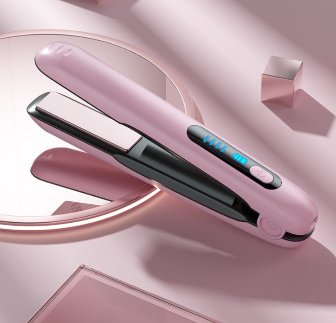 Wireless Hair Straightener Flat Iron Mini 2 IN 1 Roller USB 5000mAh Max 200 Degree Portable Cordless Curler 4 Levels Dry And Wet Uses - Nyaabs