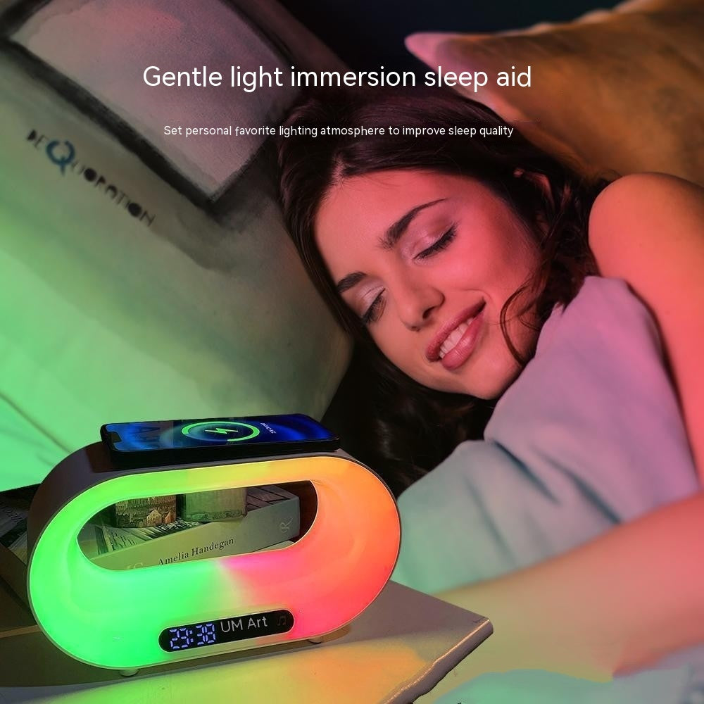 Multi-function 3 In 1 LED Night Light APP Control RGB Atmosphere Desk Lamp Smart Multifunctional Wireless Charger Alarm Clock nyaabs.com