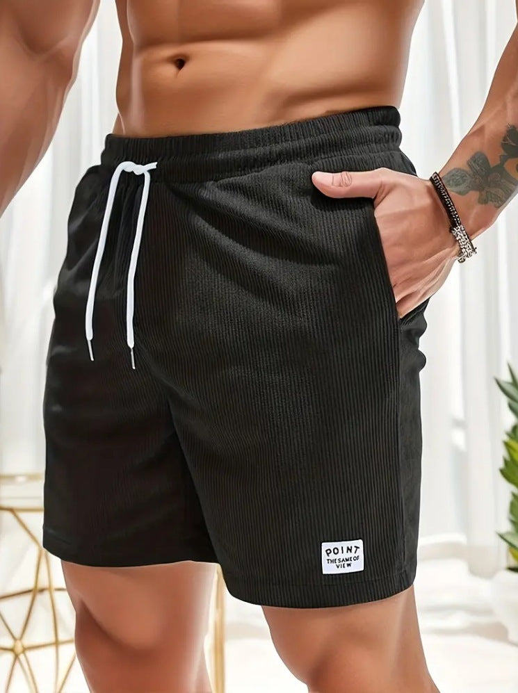 Lace-up Drawstring Shorts Summer Corduroy Sports Short Pants Mens Clothing - Nyaabs