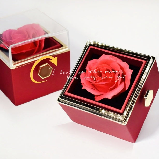 Rotating Soap Flower Rose Gift Box Creative Rotating Rose Jewelry Packaging Box Valentine's Day Gift For Women nyaabs.com