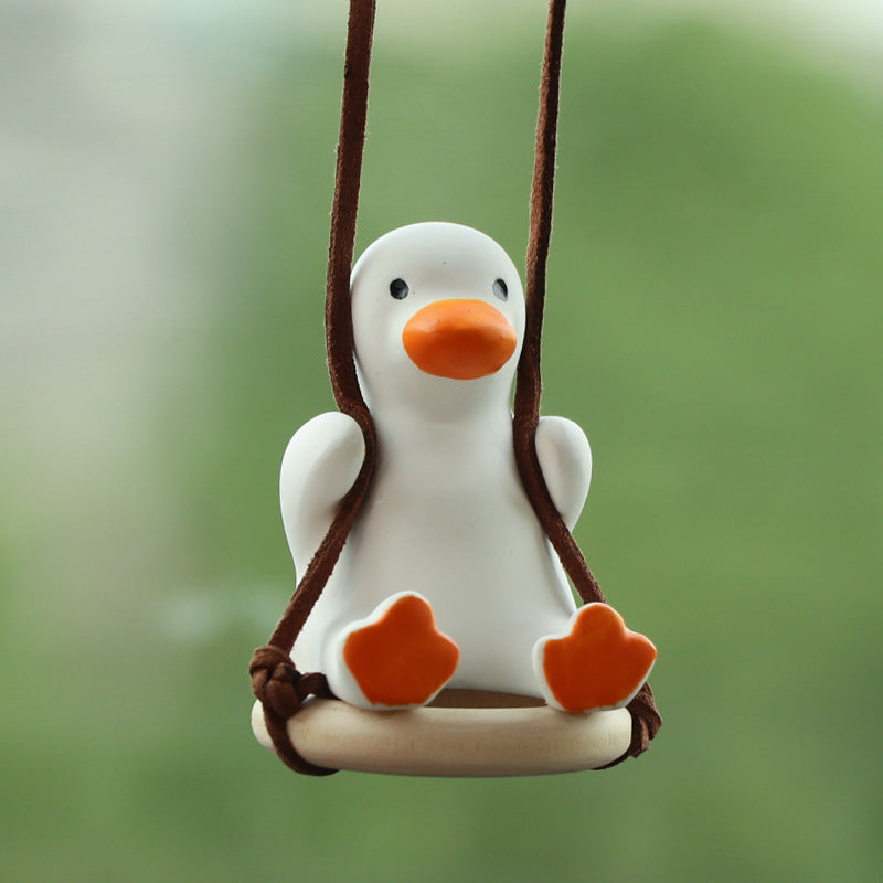 Car Pendant Cute Anime Little Duck Swing Auto Rearview Mirror Hanging Ornaments Interior Decoraction Accessories For Girls Gifts - Nyaabs