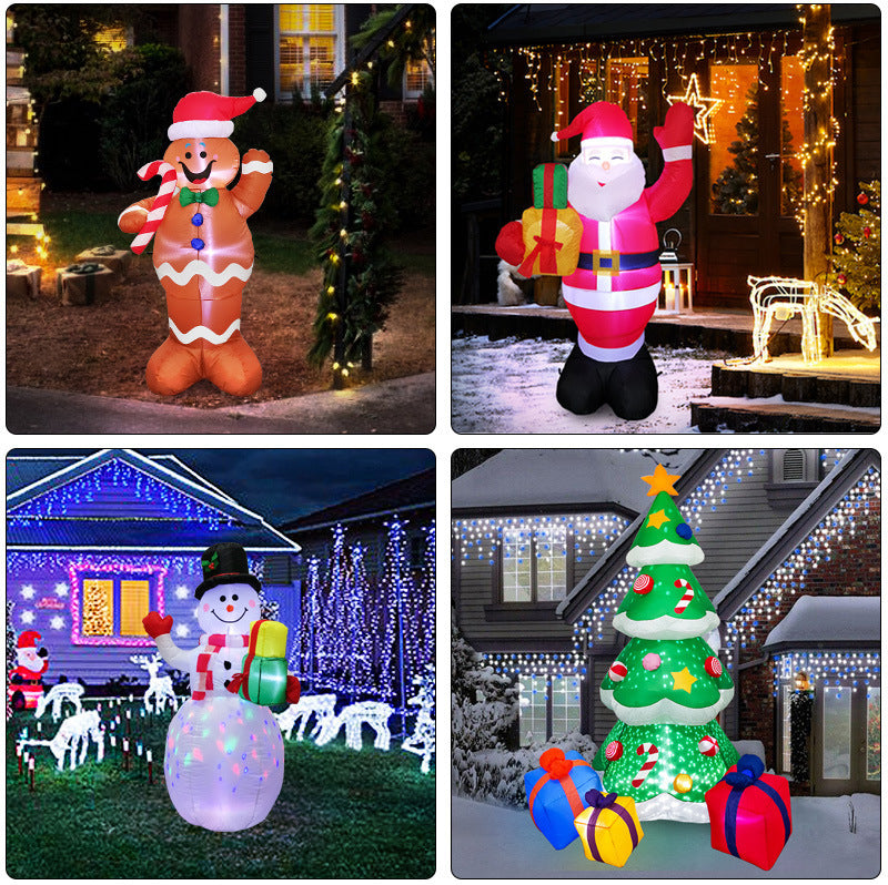 Christmas LED Lights Glowing Santa Tree Snowman Inflatable Doll Outdoor Yard Garden Decor - Nyaabs