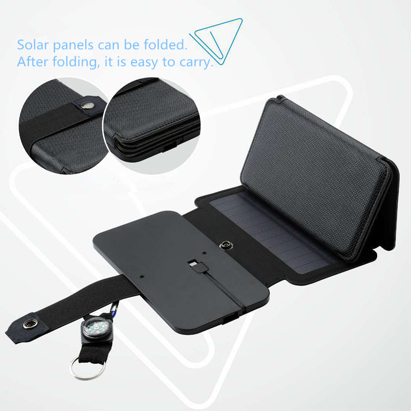 Outdoor Folding Solar Panel Charger Portable 5V 2.1A USB Output Devices Camp Hiking Backpack Travel Power Supply For Smartphones - Nyaabs