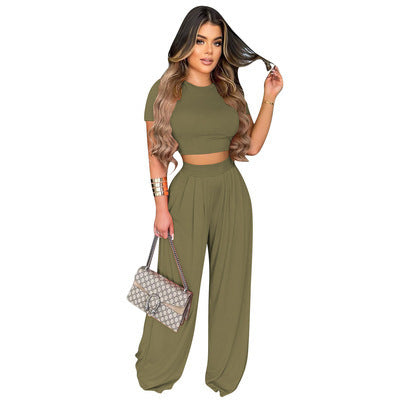 Fashion Casual Wide Leg Two-piece Set - Nyaabs