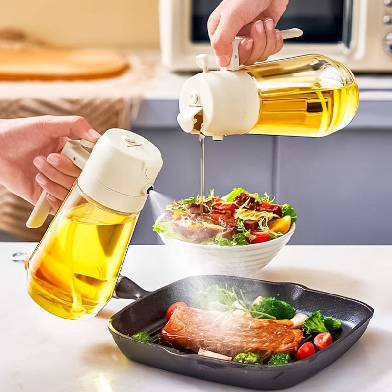 470ML Olive Oil Sprayer Dispenser For Cooking BBQ 2 In 1 Glass Oil Vinegar Soy Sauce Spray Kitchen Oil Bottle For Air Fryer - Nyaabs